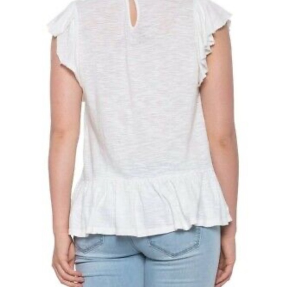 Lucky Brand Women's Embroidered Yoke Ruffled Short Sleeve Shirt Size S Rn#80318 - Picture 2 of 11